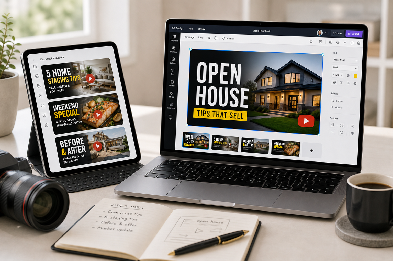 YouTube thumbnail design service mockup with cover variants