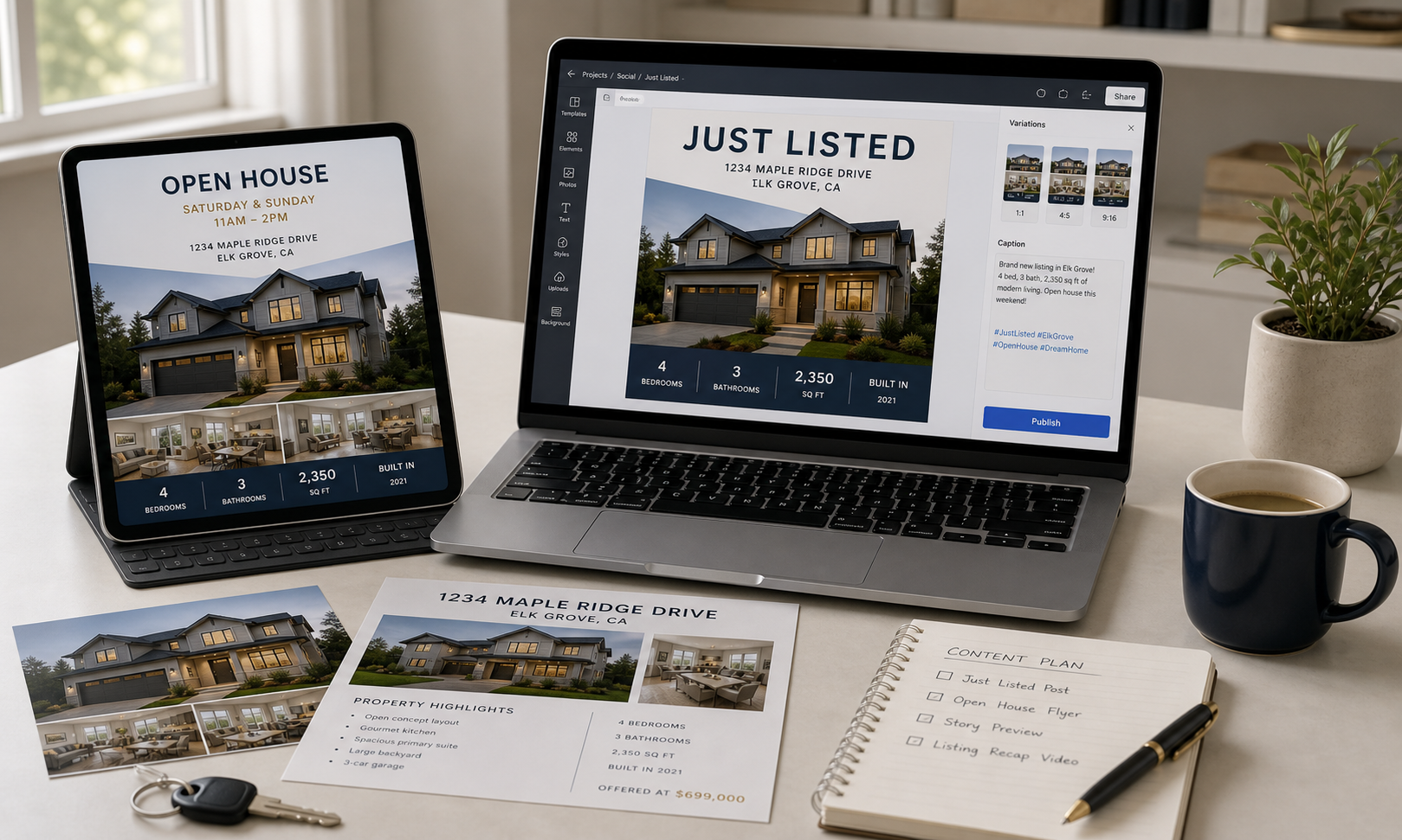 Sacramento real estate listing visual mockup